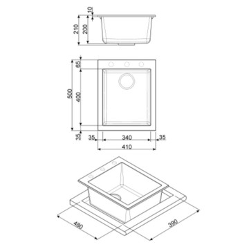 Smeg VZ40AV2 enojno vgradno pomivalno korito 41x50 ovseni fragranit
