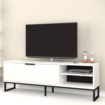 Stojalo za TV Way 140x35x45h belo z detajli iz litega železa