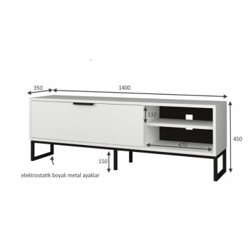 Stojalo za TV Way 140x35x45h belo z detajli iz litega železa