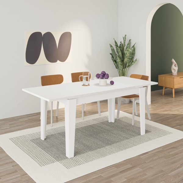 Bela pravokotna miza 140x80 z možnostjo razširitve na 190 cm Tolmen Bela pravokotna miza 140x80 z možnostjo razširitve na 190 cm Tolmen