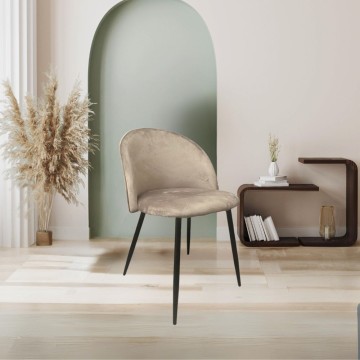 Stol iz tkanine v sivi barvi s črnimi kovinskimi nogami - Despina