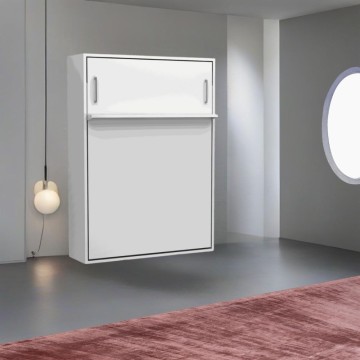 Podstrešna dvižna zakonska postelja bela 152x44x208H