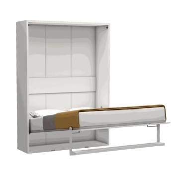 Podstrešna dvižna zakonska postelja bela 152x44x208H