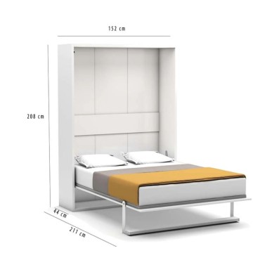 Podstrešna dvižna zakonska postelja bela 152x44x208H