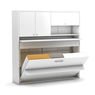 Nitro enojna izvlečna postelja z izvlečno mizo bela 207x35x208H