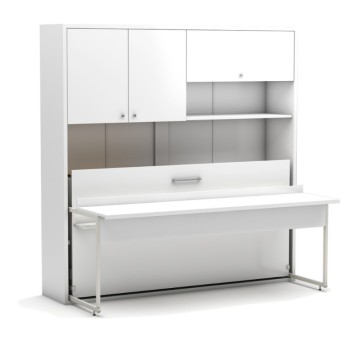 Nitro enojna izvlečna postelja z izvlečno mizo bela 207x35x208H