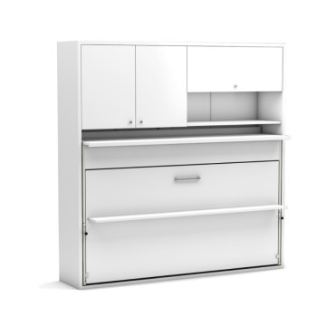 Nitro enojna izvlečna postelja z izvlečno mizo bela 207x35x208H