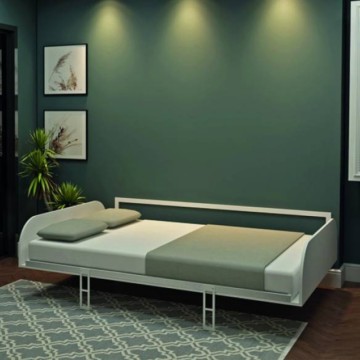 Preprosta bela dvojna postelja 214x38x148H