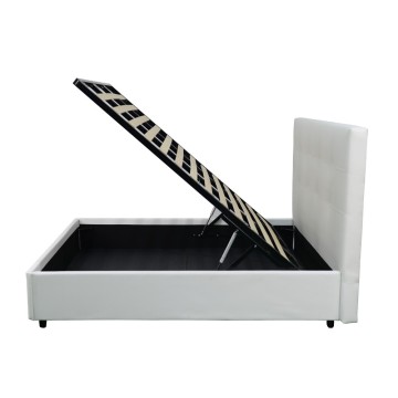 Ascoli 102x195x105H bela postelja iz umetnega usnja