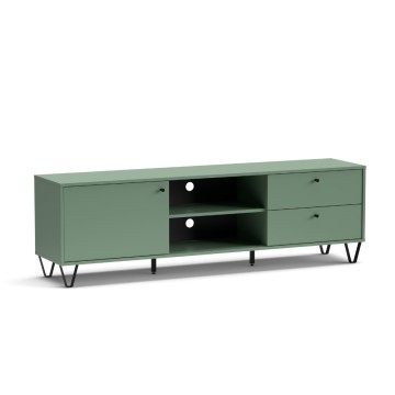 Aldo1 zelena TV omarica s predali in odprtim predalom 182x40x50,1H