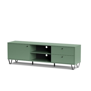 Aldo1 zelena TV omarica s predali in odprtim predalom 182x40x50,1H