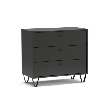 ALDO3 antracitna komoda s 3 predali 83,6x40x75,2H