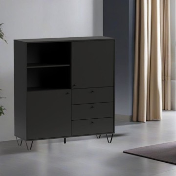Bivak z vrati s predali in odprtim predalom antracit ALDO6 123,6x40x135H