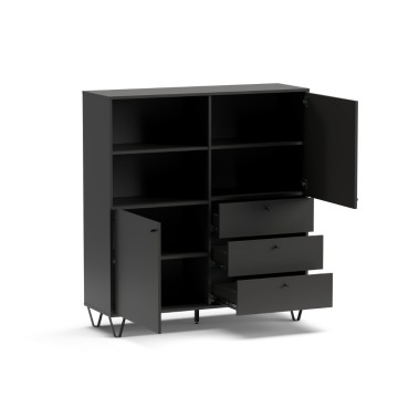 Bivak z vrati s predali in odprtim predalom antracit ALDO6 123,6x40x135H