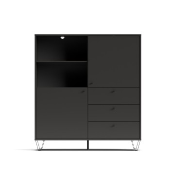 Bivak z vrati s predali in odprtim predalom antracit ALDO6 123,6x40x135H