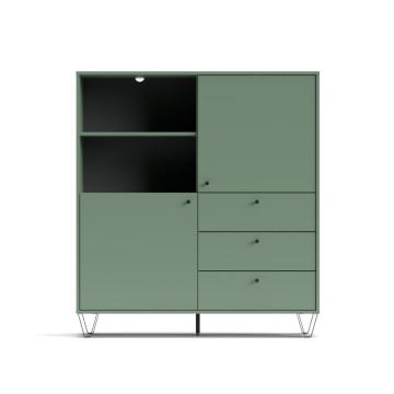 Bivak z vrati, predali in odprtim predalom zelen ALDO6 123,6x40x135H