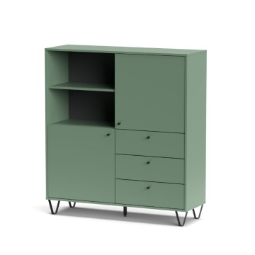 Bivak z vrati, predali in odprtim predalom zelen ALDO6 123,6x40x135H