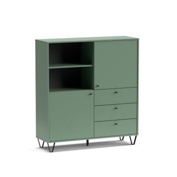Bivak z vrati, predali in odprtim predalom zelen ALDO6 123,6x40x135H