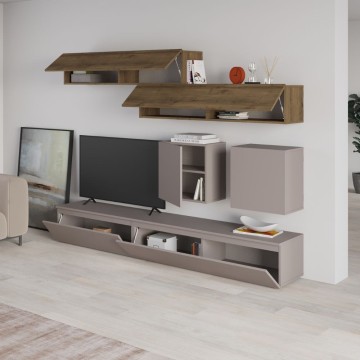 Stenski sistem iz torture in oreha Licia 250x40x186H