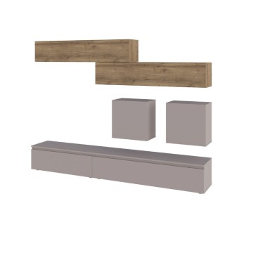 Stenski sistem iz torture in oreha Licia 250x40x186H