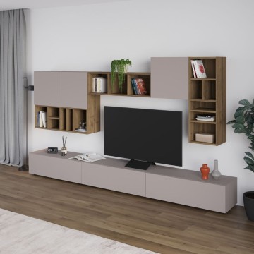 Orehova stena za shranjevanje v barvi goloba Big 300x32,5x192H