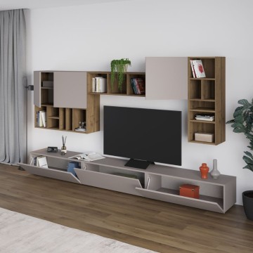 Orehova stena za shranjevanje v barvi goloba Big 300x32,5x192H