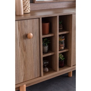 Bivak 2 vrati in 3 predali z odprtimi predali medeni hrast Dolce 206x45x85H