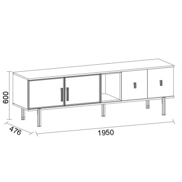 TV stojalo s 4 vrati Mozambik barva spatulat Merlin 195x47,6x60H