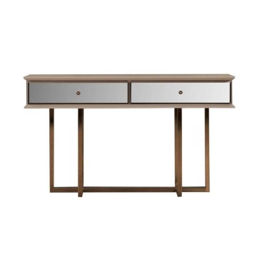 Komoda Eliza zlate noge in 2 predala vizon krem obloga 140.5x45.5x80.3H