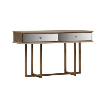 Komoda Eliza zlate noge in 2 predala vizon krem obloga 140.5x45.5x80.3H
