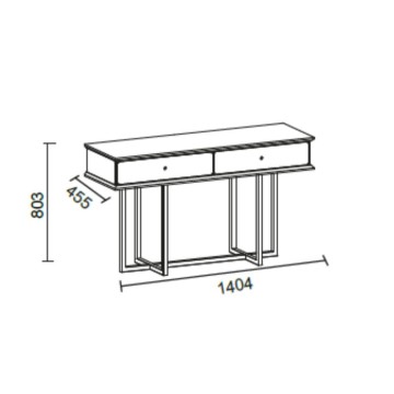 Komoda Eliza zlate noge in 2 predala vizon krem obloga 140.5x45.5x80.3H