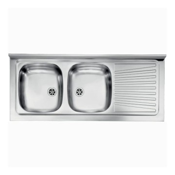 120x50 2 skleda za pomivalno korito z desnim robom za kapljanje Mondial inox