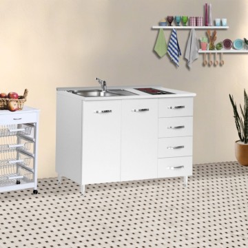 Kuhinja120 s predali macesnovo belo pomivalno korito in steklokeramično ploščo 120x60x85H