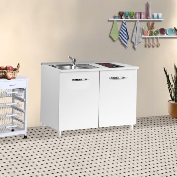 Kuhinja120 macesen bela z umivalnikom in steklokeramično ploščo 120x60x85H