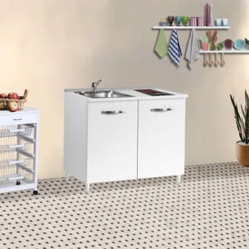 Kuhinja80 macesen bela z umivalnikom in steklokeramično ploščo 80x60x85H
