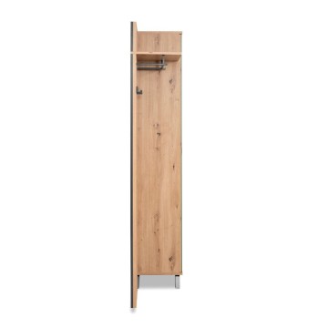 Vhodna omarica z rebrasto sprednjo stranjo in polnimi zrcalnimi vrati Medan42A antracitni hrast 80x37x190H