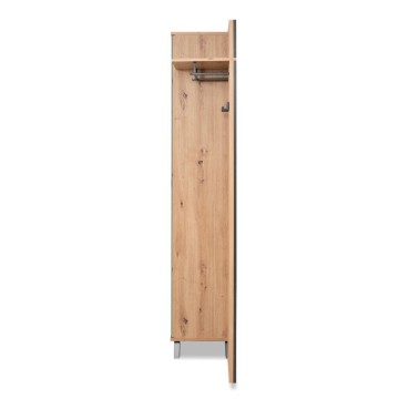 Vhodna omarica z rebrasto sprednjo stranjo in polnimi zrcalnimi vrati Medan42A antracitni hrast 80x37x190H