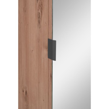 Vhodna omarica z rebrasto sprednjo stranjo in polnimi zrcalnimi vrati Medan42A antracitni hrast 80x37x190H