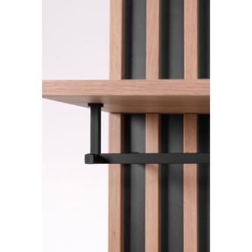 Vhodna omarica z rebrasto sprednjo stranjo in polnimi zrcalnimi vrati Medan42A antracitni hrast 80x37x190H