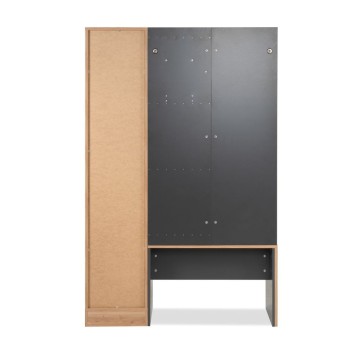 Vhodna omarica z rebrasto sprednjo stranjo in ogledalom Medan42B barva antracit hrast 122x37x190H