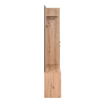 Vhodna omarica z rebrasto sprednjo stranjo in ogledalom Medan42B barva antracit hrast 122x37x190H