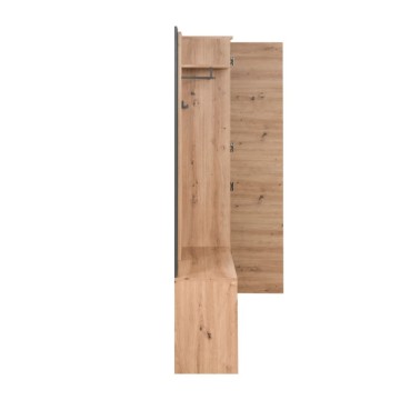 Vhodna omarica z rebrasto sprednjo stranjo in ogledalom Medan42B barva antracit hrast 122x37x190H
