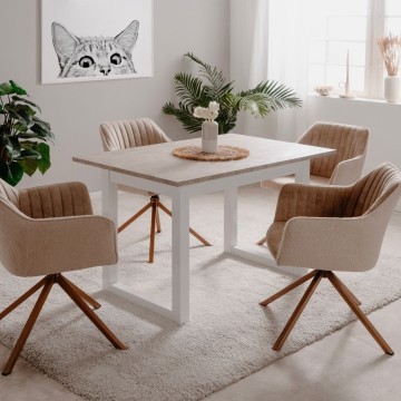 Razširjena pravokotna miza Houston80B peščena in bela 120x80x75H