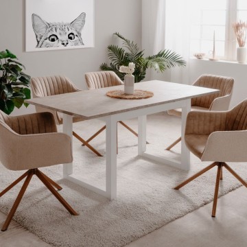 Razširjena pravokotna miza Houston80B peščena in bela 120x80x75H