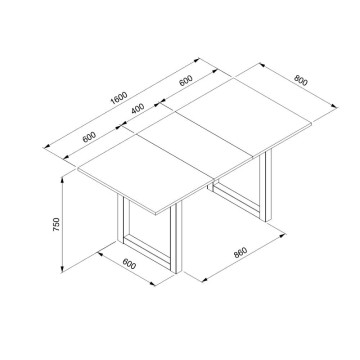 Razširjena pravokotna miza Houston80B peščena in bela 120x80x75H