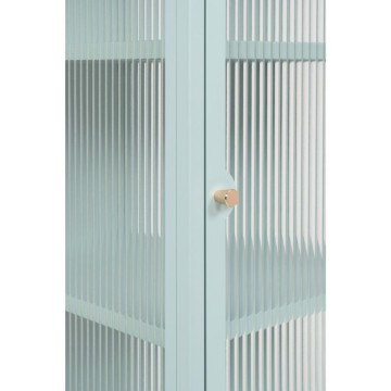 Milton01 40x40x101,1H Kaljeno steklo z žlebovi in metino zeleno laminirano jekleno vitrino