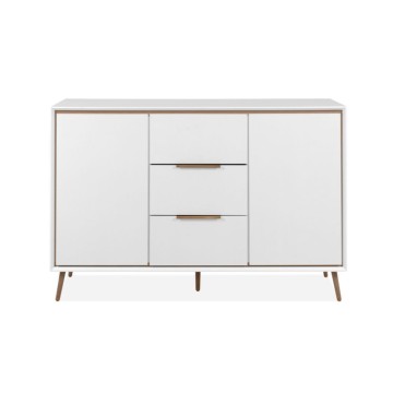 Bela kredenca s hrastovimi detajli 2 vrati in 3 predali Arona01B 135x38x90H