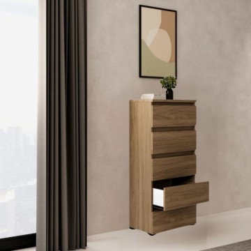 Komoda s 5 predali 47x40x127h MOUNTED naravna barva oreha