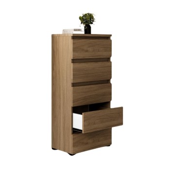 Komoda s 5 predali 47x40x127h MOUNTED naravna barva oreha