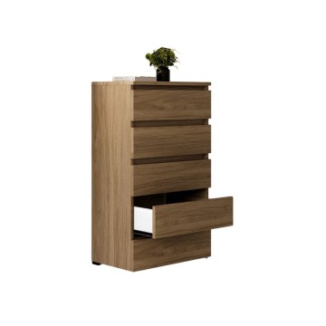 Komoda 5 predalov 75x40x127 sestavljena naravna barva oreha